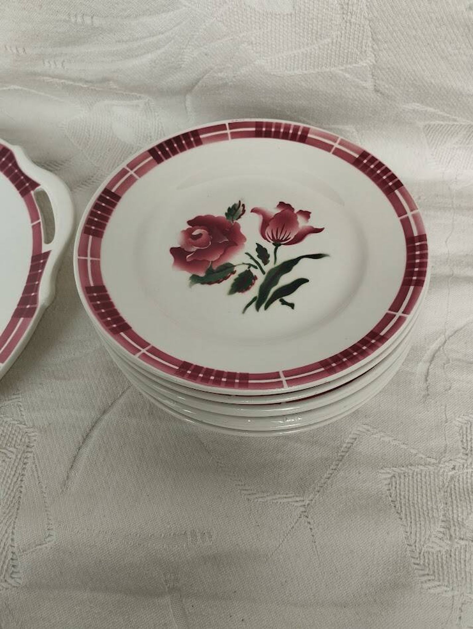 Lot of Vintage Sarreguemines & Digoin – "Dijon" Model | Tart Dish + 8 Plates