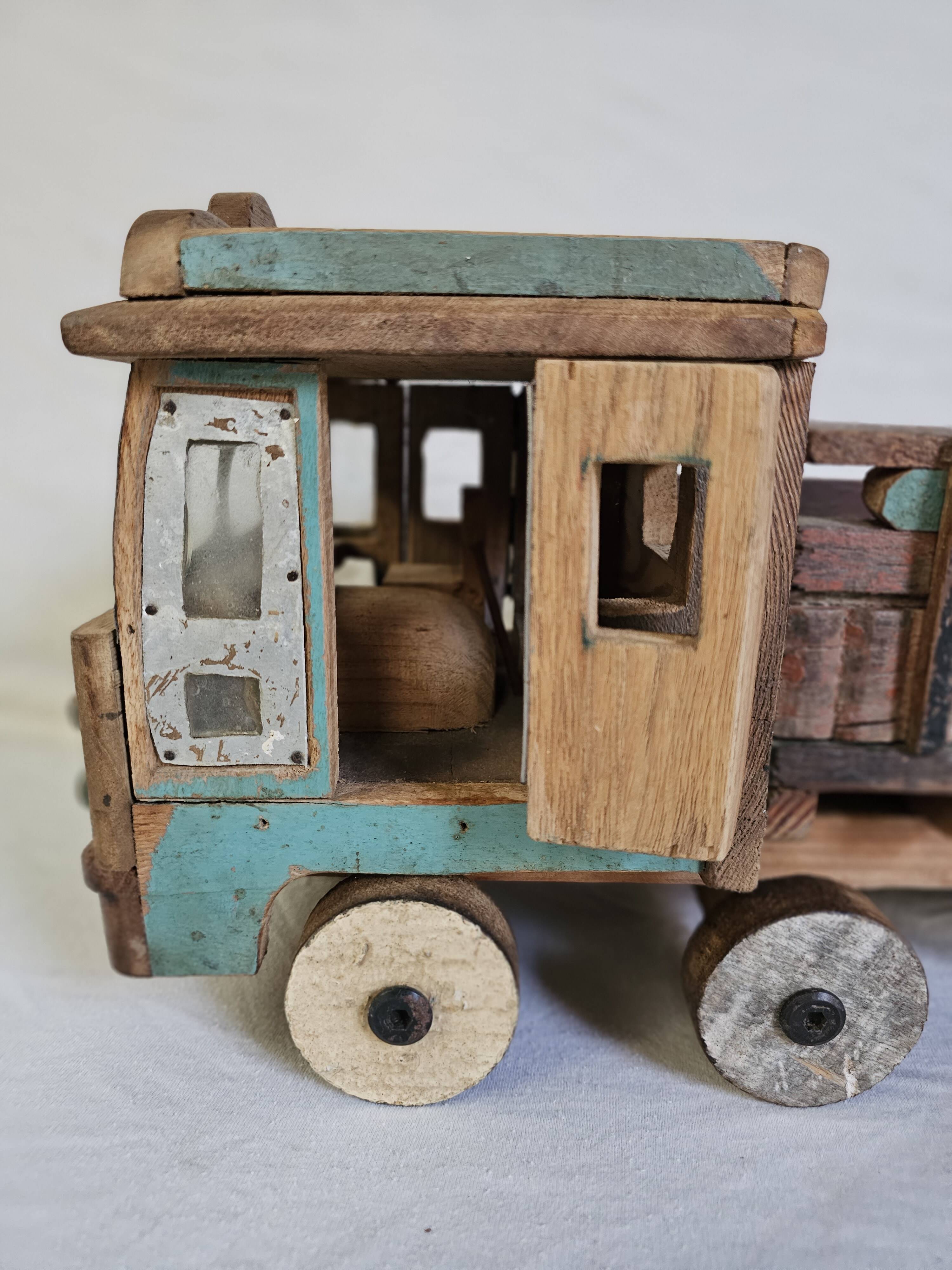 Indian tata truck handmade in polychrome wood