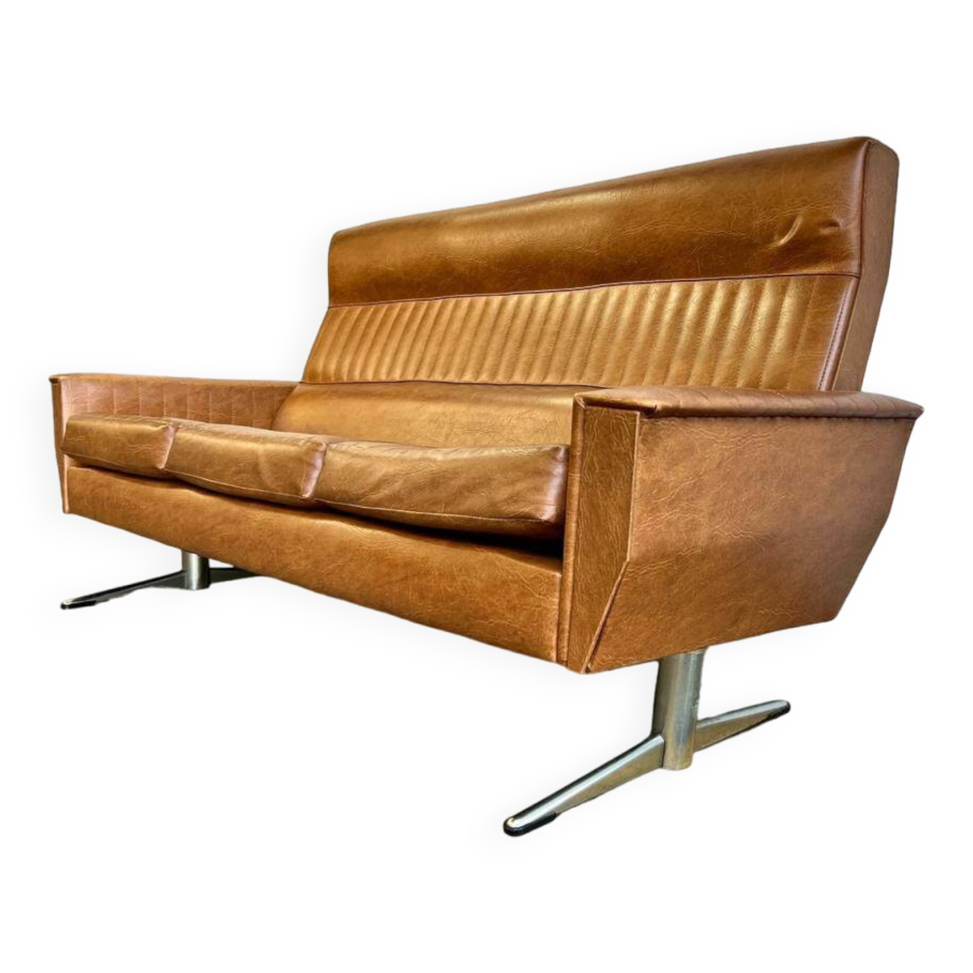 Fauteuil / canapé / canapé vintage couleur cognac