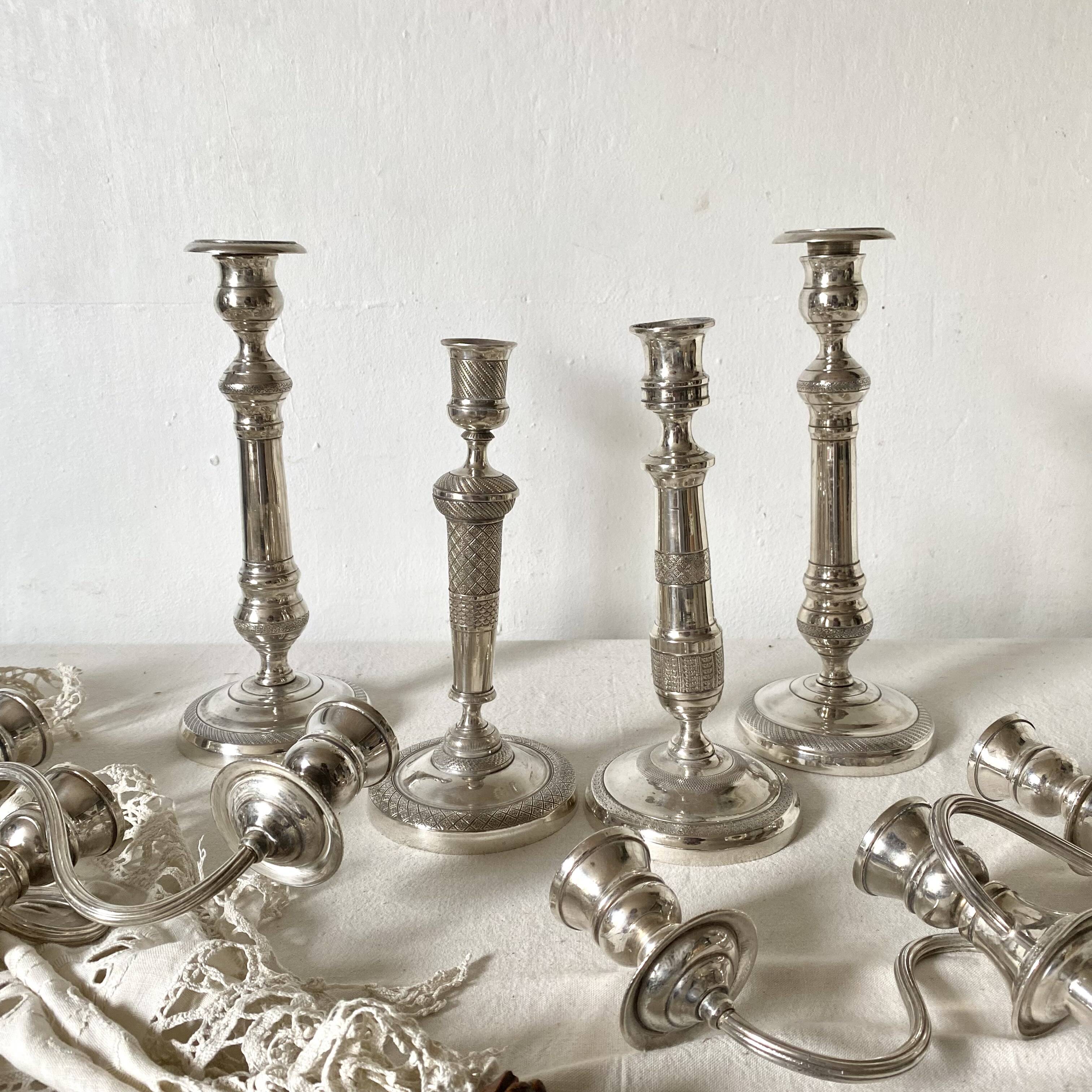 Paire de chandeliers et bougeoirs modulables style anglais