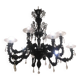 Contemporary Venetian Black Cà Rezzonico Murano Glass Chandelier With Crystals