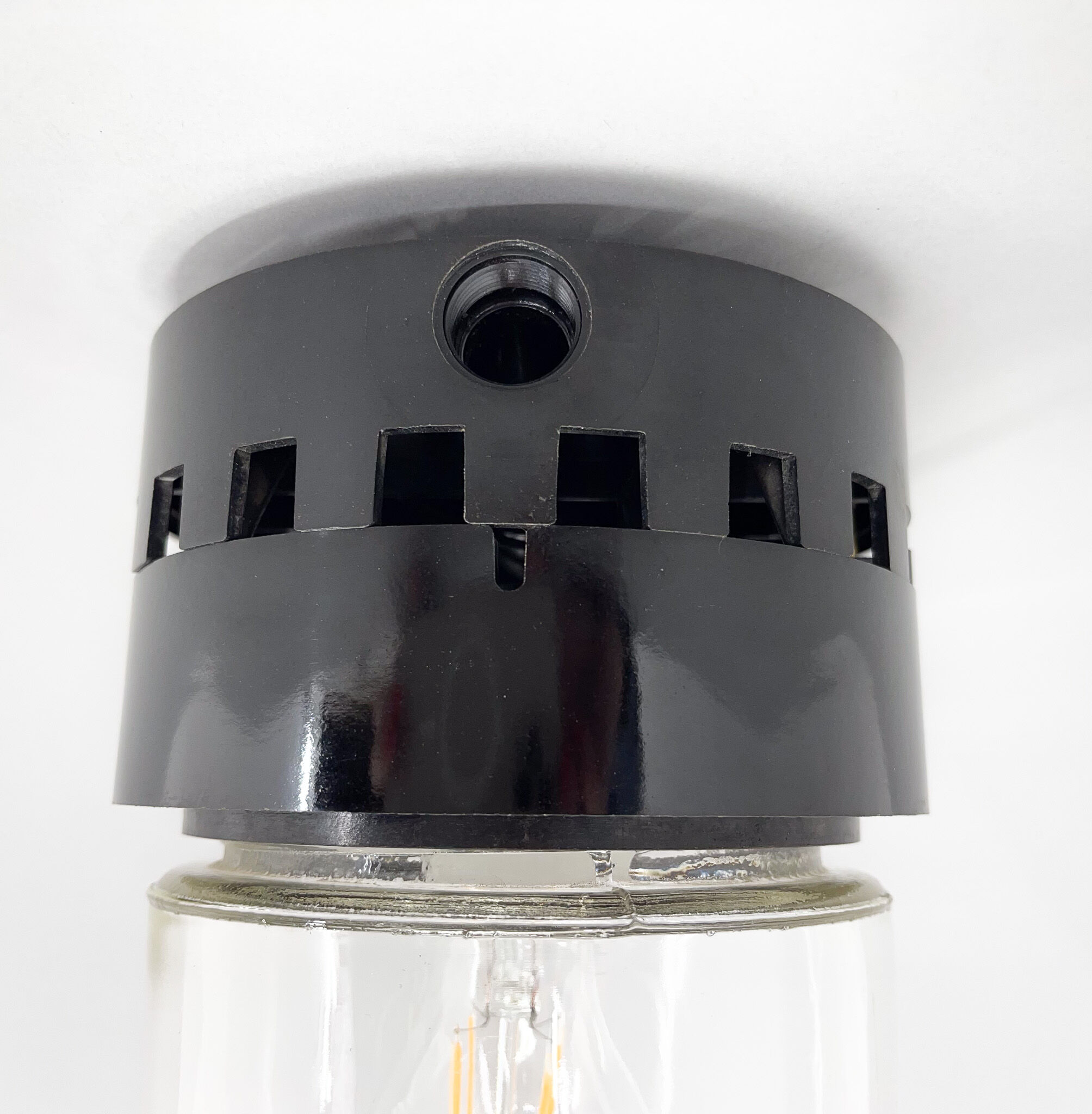 Vintage industrial bakelite & glass ceiling or wall light, Czechoslovakia, 1950's