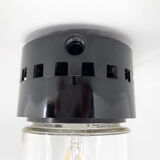 Vintage industrial bakelite & glass ceiling or wall light, Czechoslovakia, 1950's