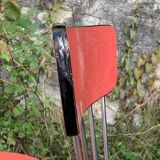 4 red Formica chairs with Eiffel legs 1950