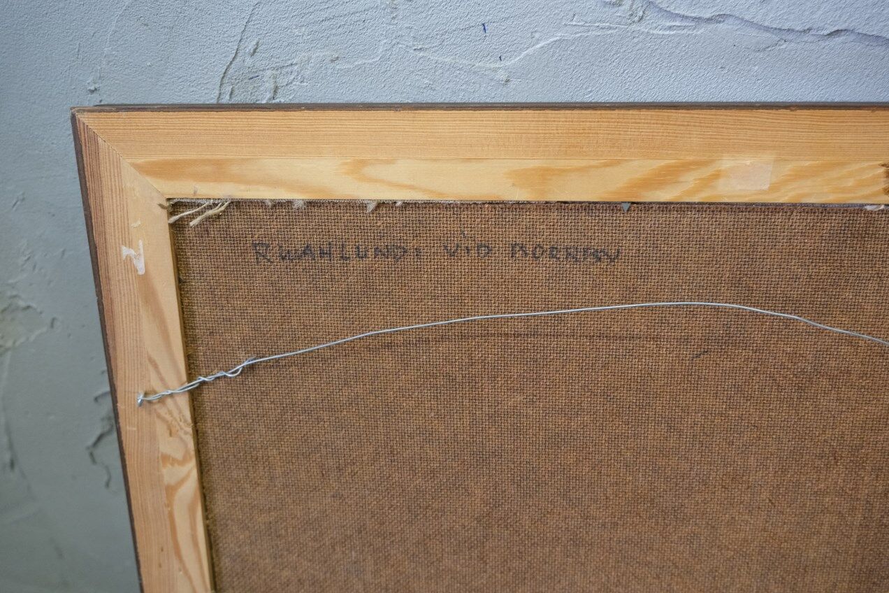 Ruth wahlund, swedish landscape, 1960, oil on canvas, framed