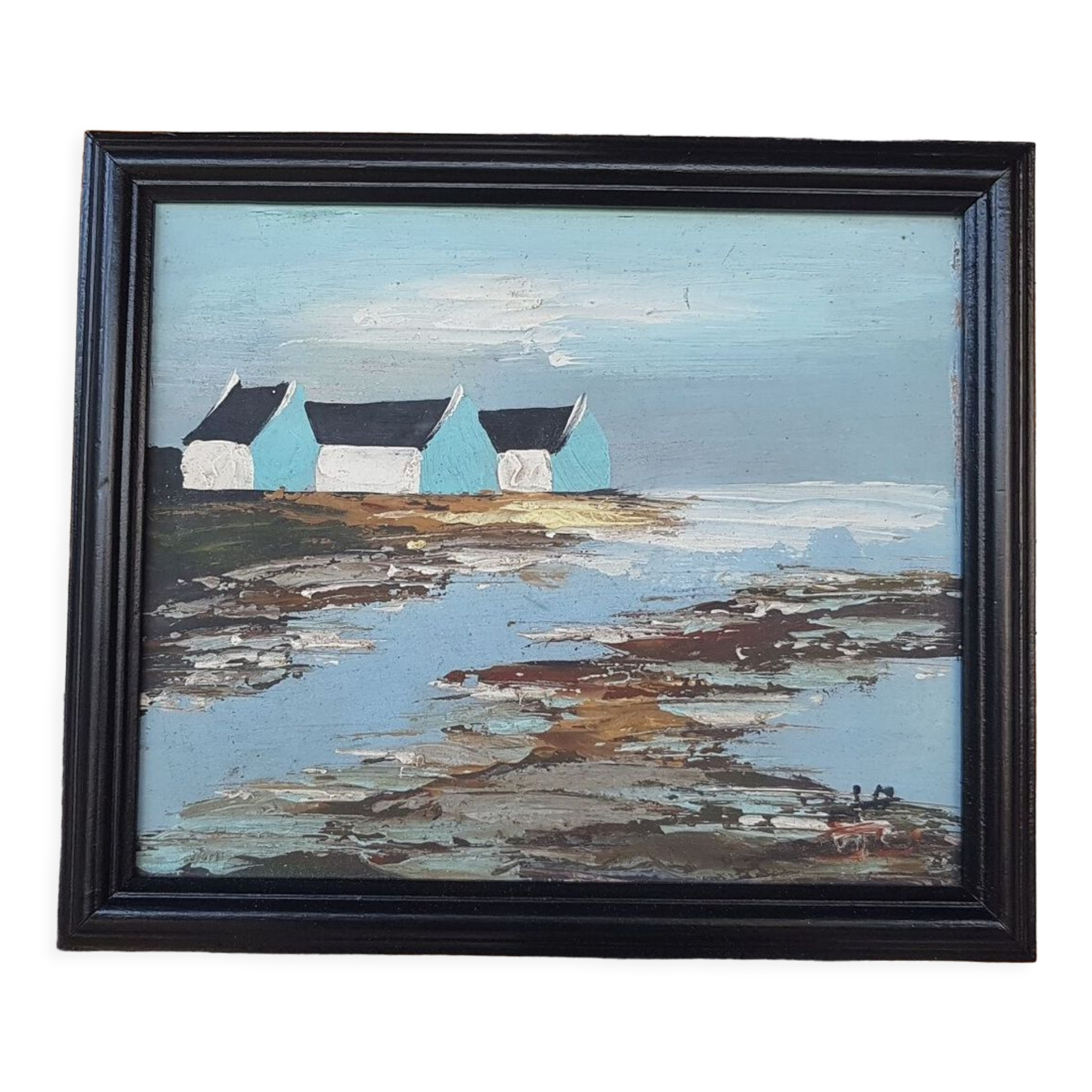 Tableau huile sur panneau marine