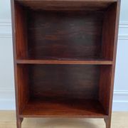 Bookcase vintage natural wood shelves open to three shelves