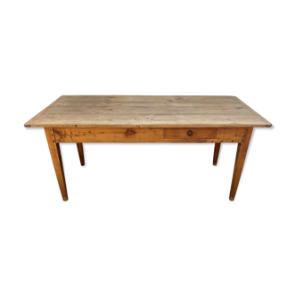 Farm table in oak and solid fruit wood with 1 drawer and a shelf 1900