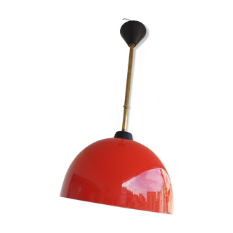 Vintage hanging lamp in red opaline of the 50/60