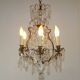 French Bronze and Glass 6 Light Cage Chandelier With Assorted Crystals 5518