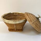 Vintage wicker and brass basket - 1970s