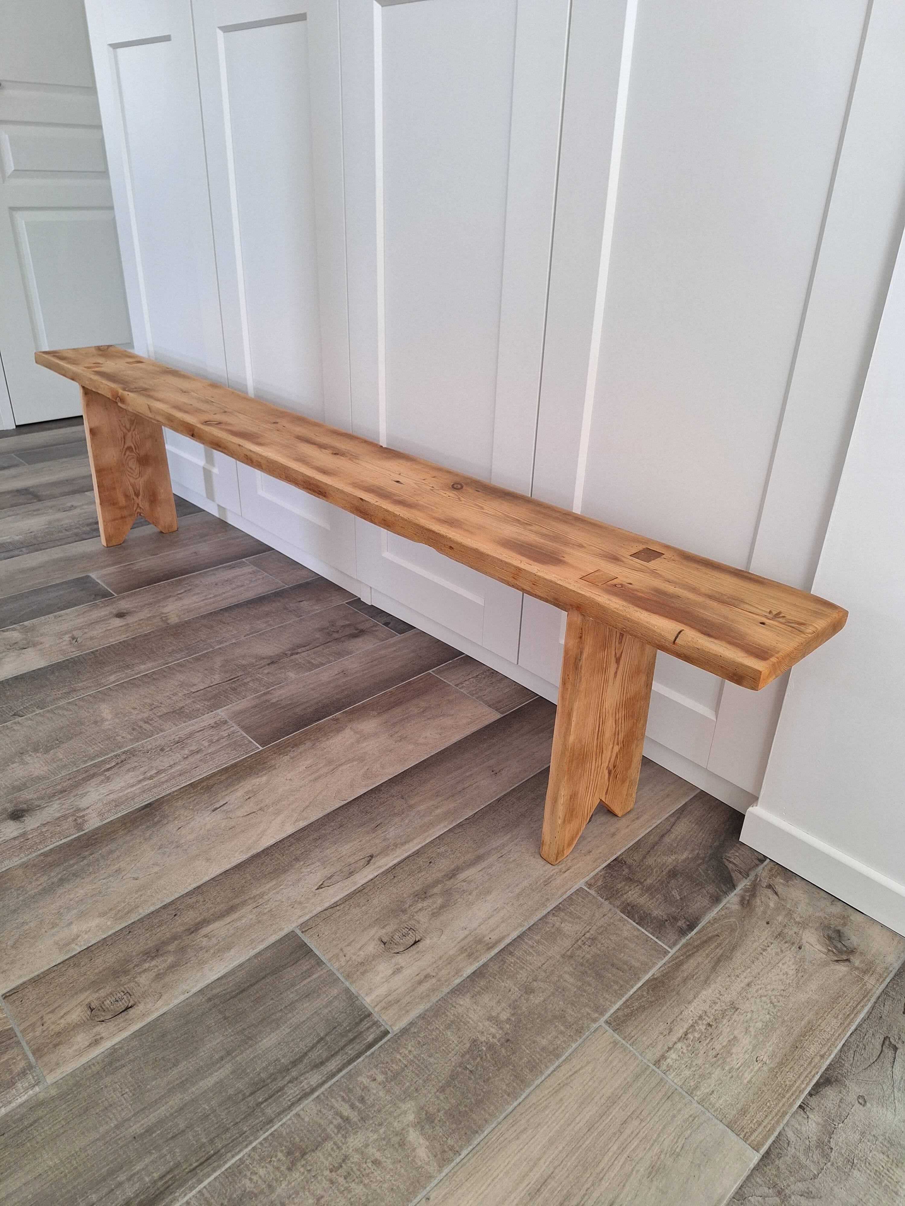 Large antique farmhouse bench in solid wood – 200 cm