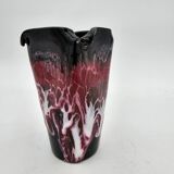 Vintage Vallauris black, pink and white vase