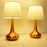 Pair of table lamps Orient copper finish Jo Hammerborg for Fog & Morup, Denmark, 1960s