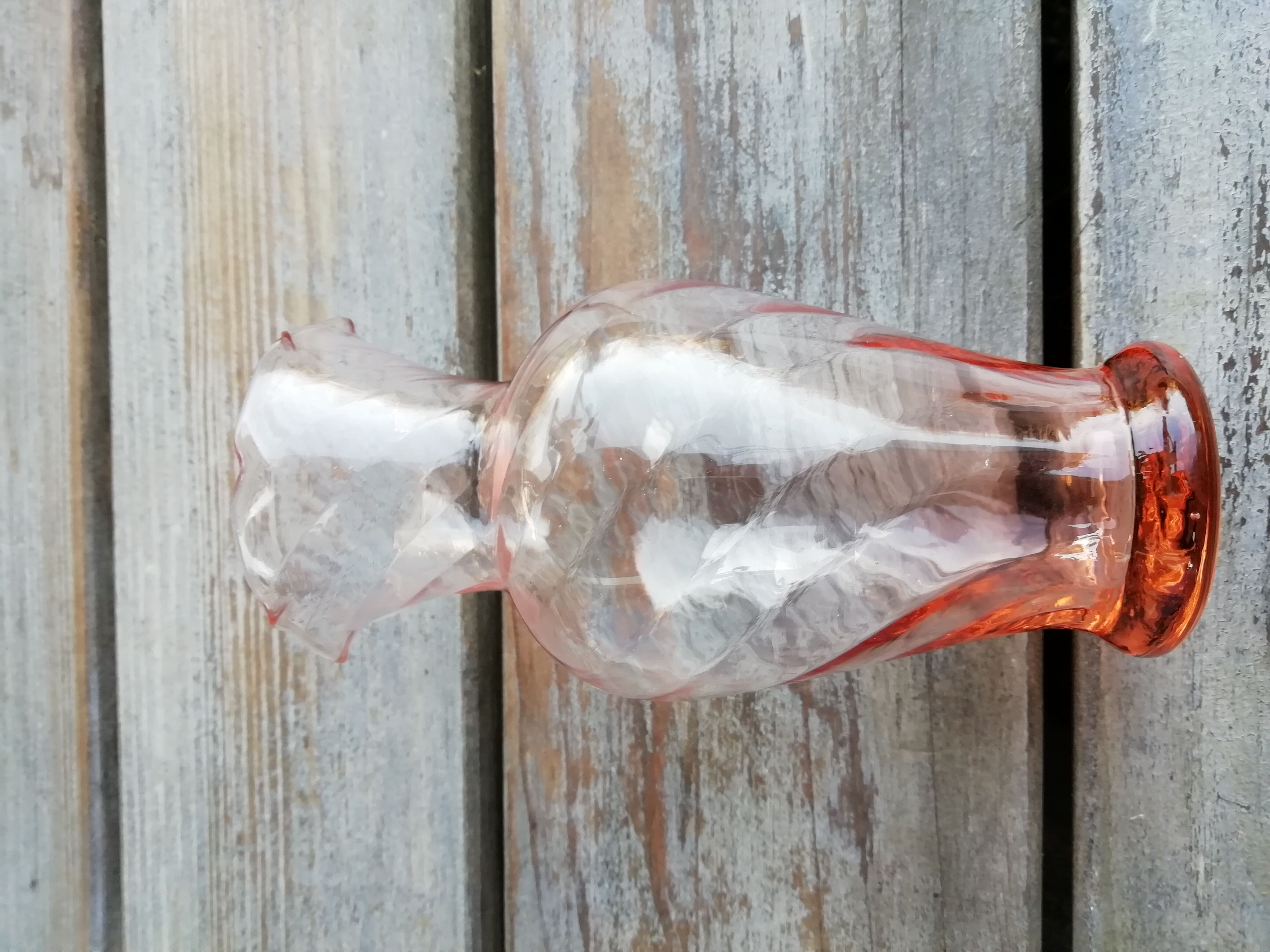 Vase verre rose