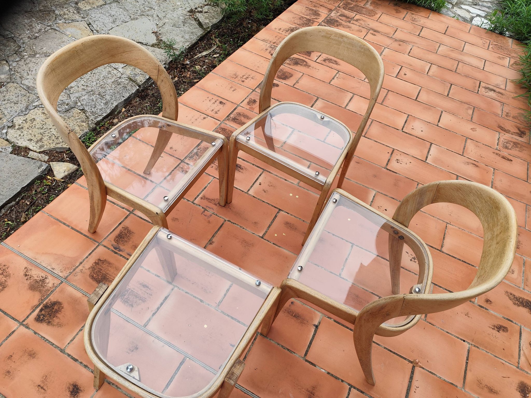 Set of 3 chairs + 1 stool baumann model gondole light oak reinterpreted