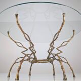 Zigzag Bronze Faux Bamboo Hollywood Regency Coffee Table, 1960s