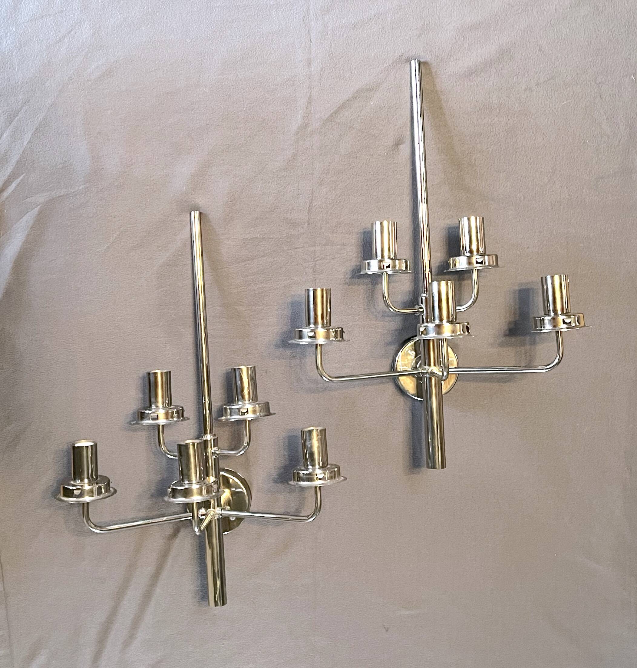 Paire de Lampes murales chromées, Hans-Agne Jakobsson