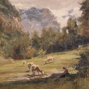 Italian landscape painting signed Giuseppe Gheduzzi from the 20th century