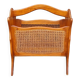 Magazine rack, wood and canework, vintage, 70s - 80s