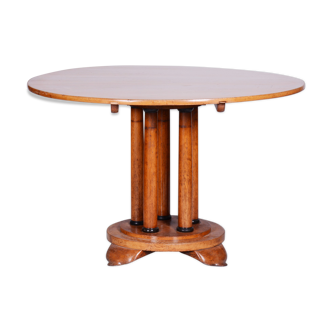 Restored biedermeier oak dining table, folding top desk, austria, 1830s