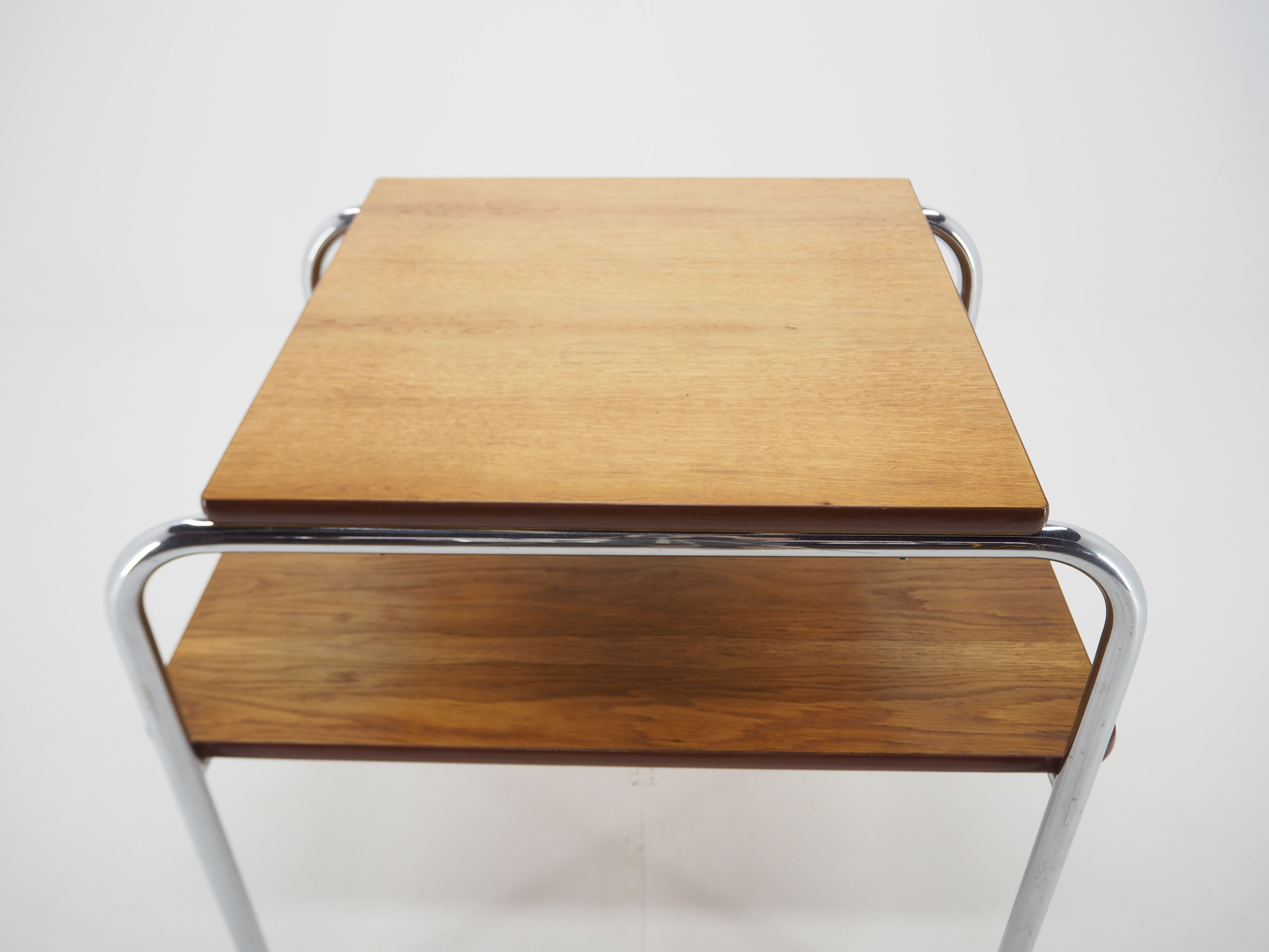 Table art déco chrome et bois, années 1940