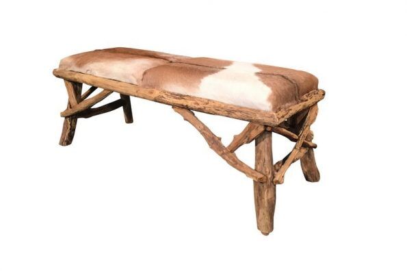 Wooden bench and goatskin