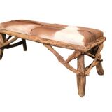 Wooden bench and goatskin