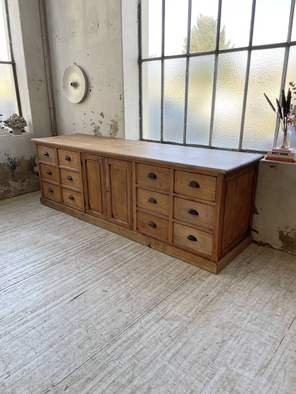 XXL solid oak counter sideboard