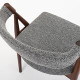 Set of 6 vintage dining chairs in grey bouclé
