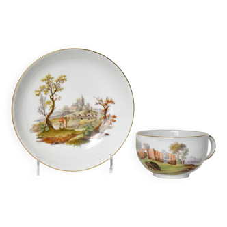 Tasse et sa sous-tasse en porcelaine de Meissen