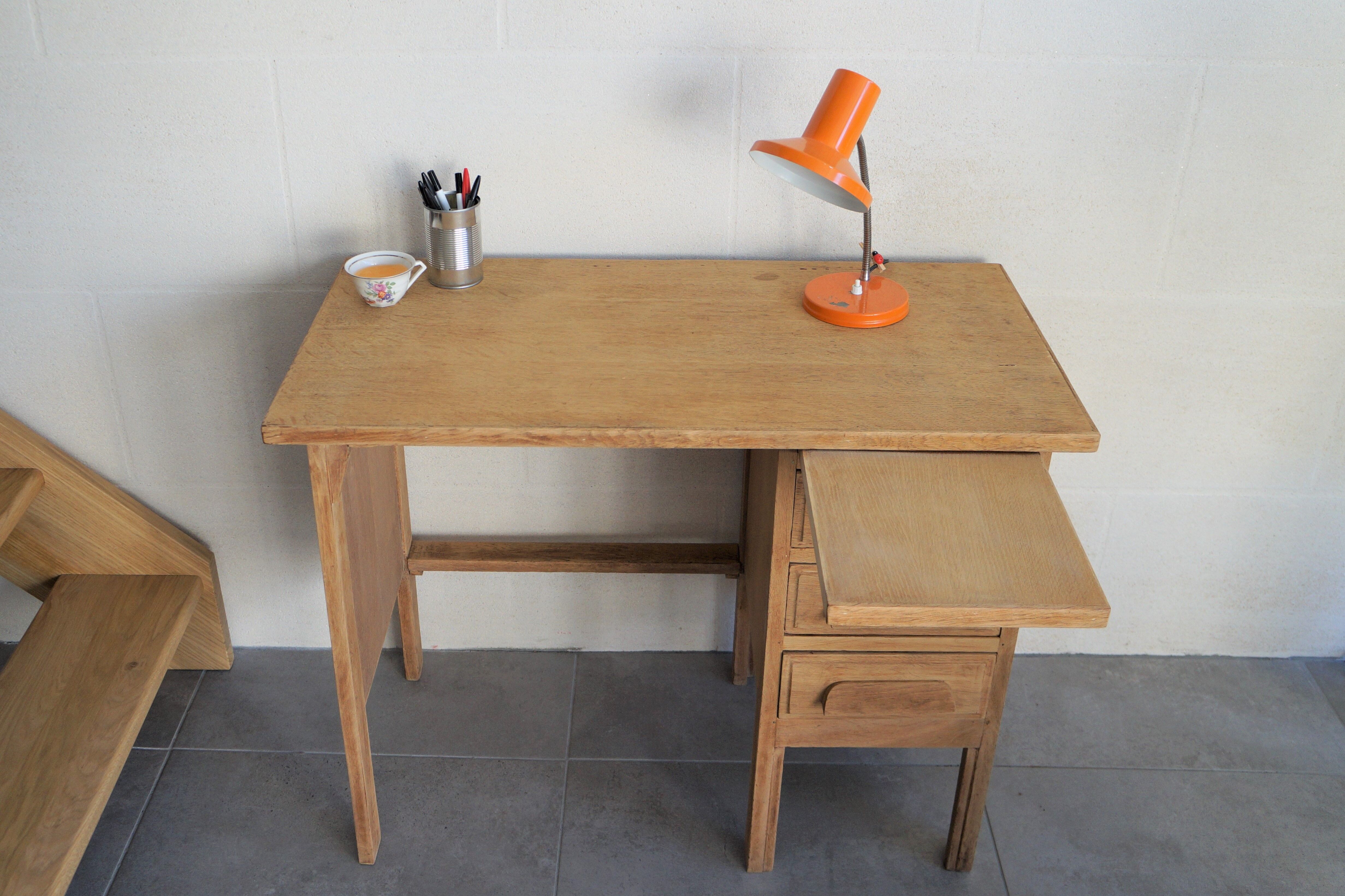 Bureau d'usine en bois annees 50