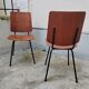 Pair of metal and teak chairs