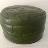 Vintage leather pouf patchwork 70s