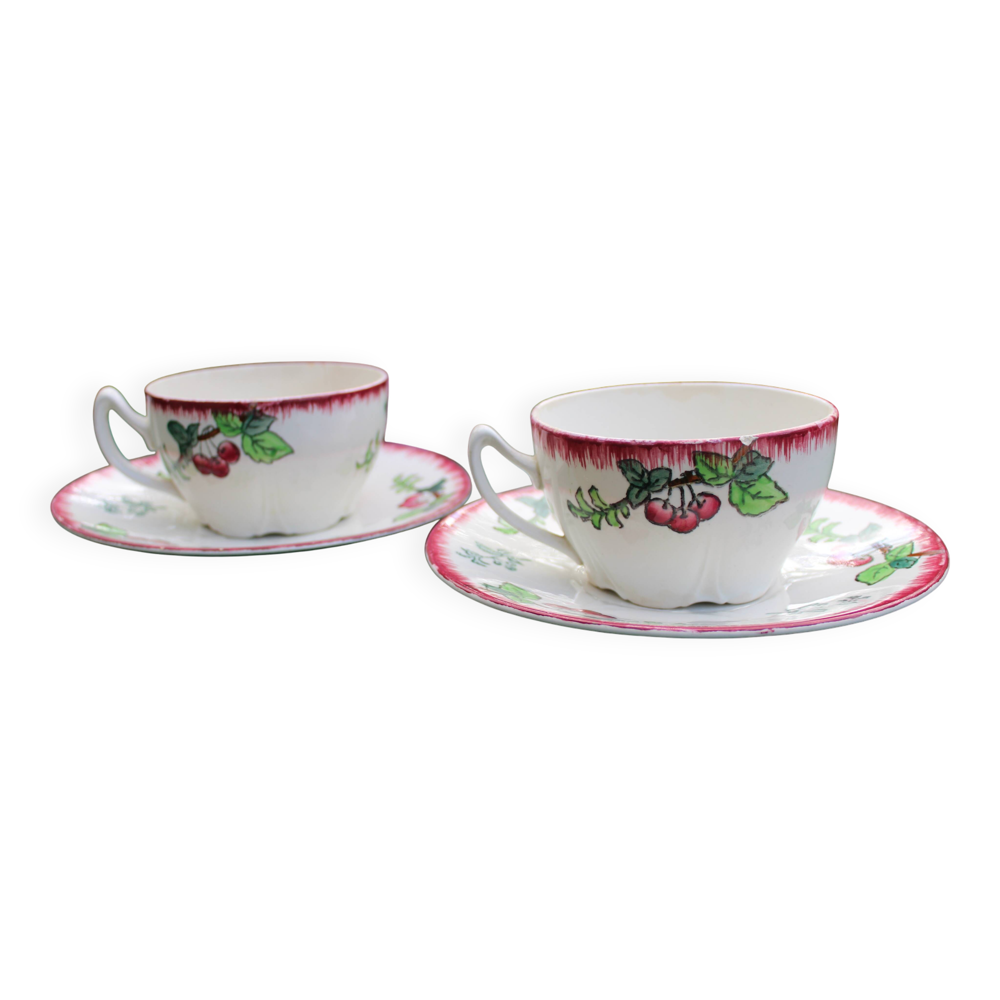 Longwy "Montmorency" earthenware breakfast duo