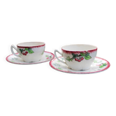 Longwy "Montmorency" earthenware breakfast duo