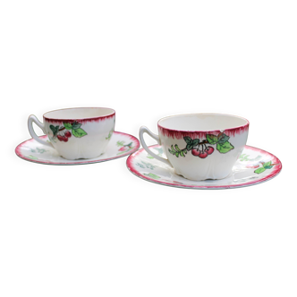 Longwy "Montmorency" earthenware breakfast duo