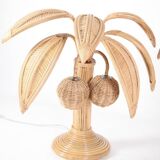 Pair of rattan coconut palm lamps