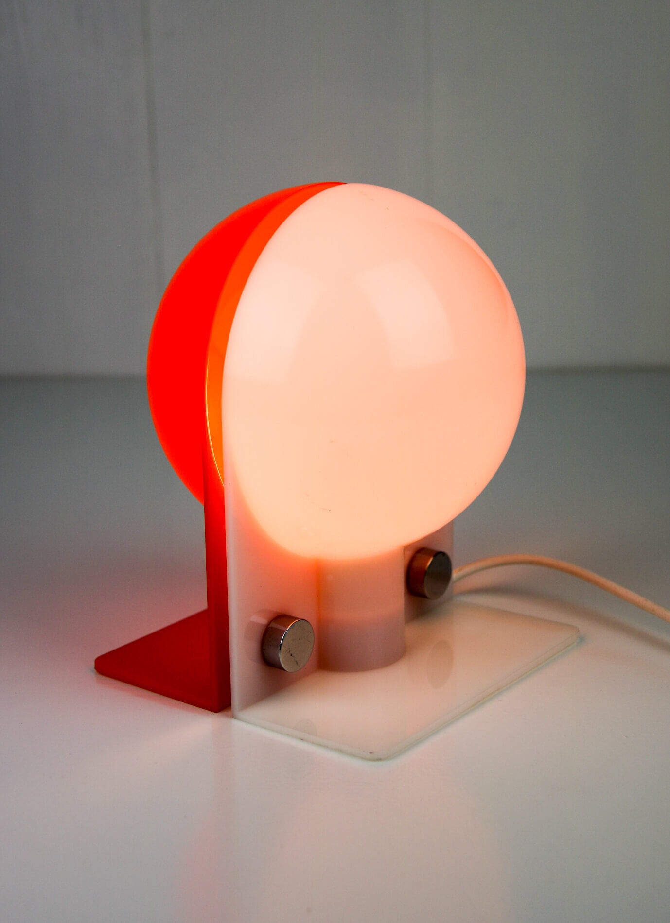 Space Age orange table lamp from Sergio Brazzoli for Guzzini, 1970s
