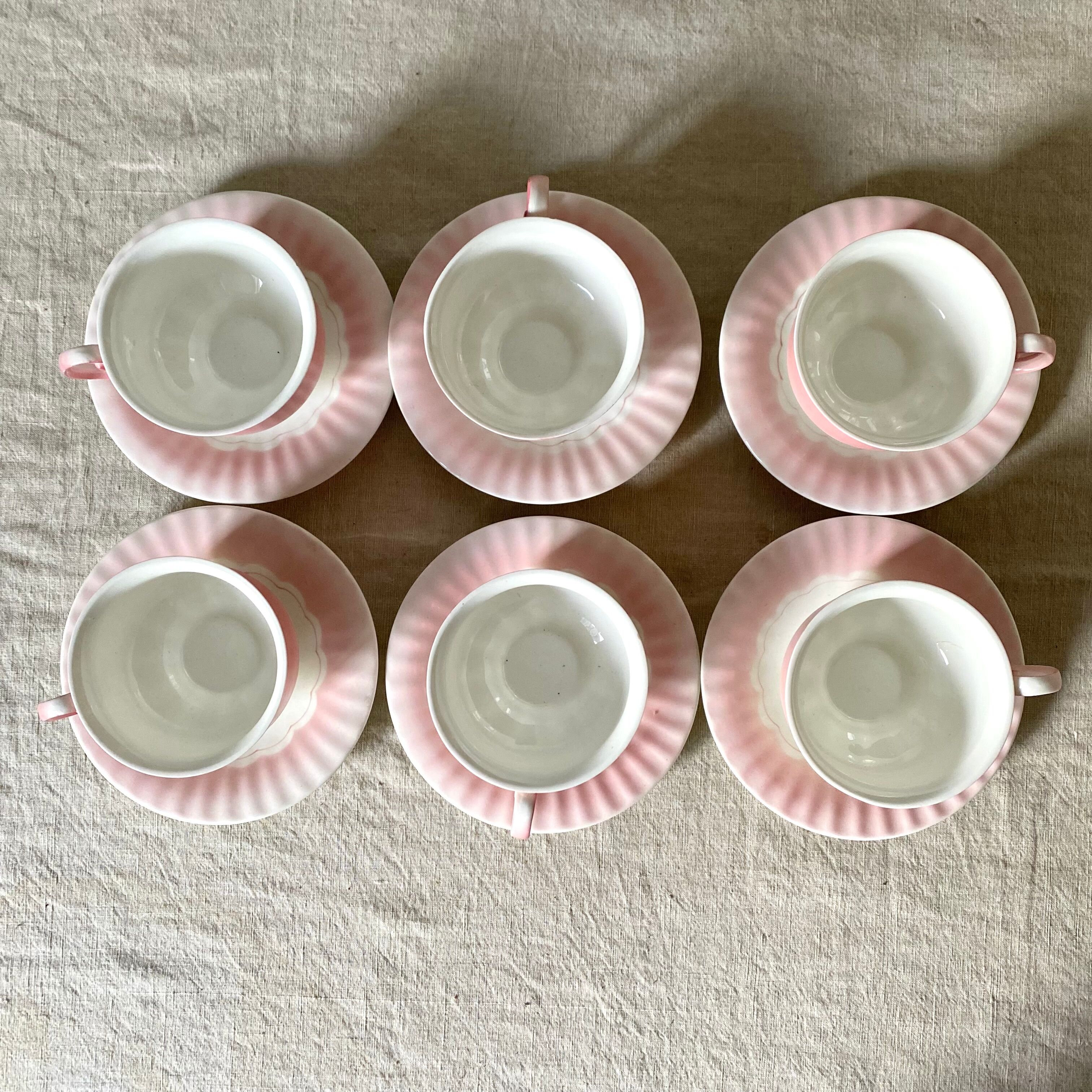 Pink vintage porcelain cups