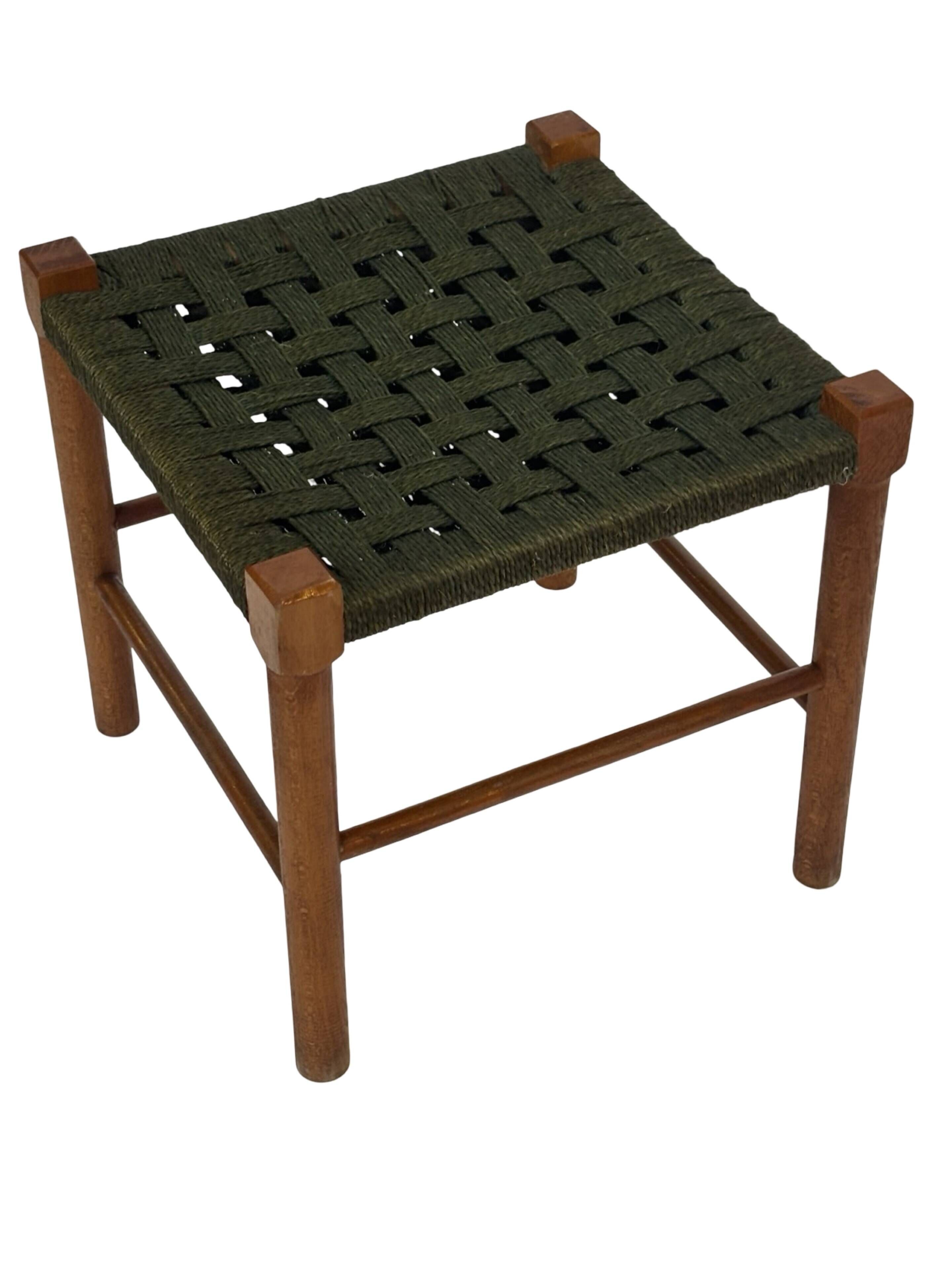 Vintage Stool Danish Papercord Rope Stool Mid Century