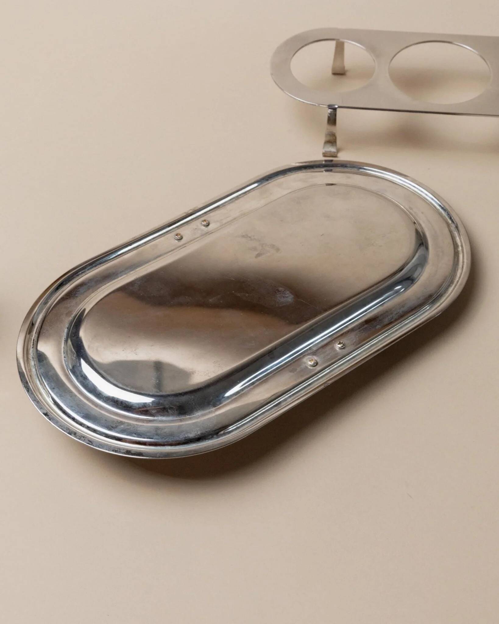 Argent Silverplated Metal Vintage Serving Set for Shots or Caviar-Tray, Ice Holders, Glasses, Italian 1970s Mid-Century Elegant