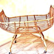 Vintage rattan canoe cradle