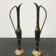 Pair ancient vase soliflore - anse metal vintage golden decoration