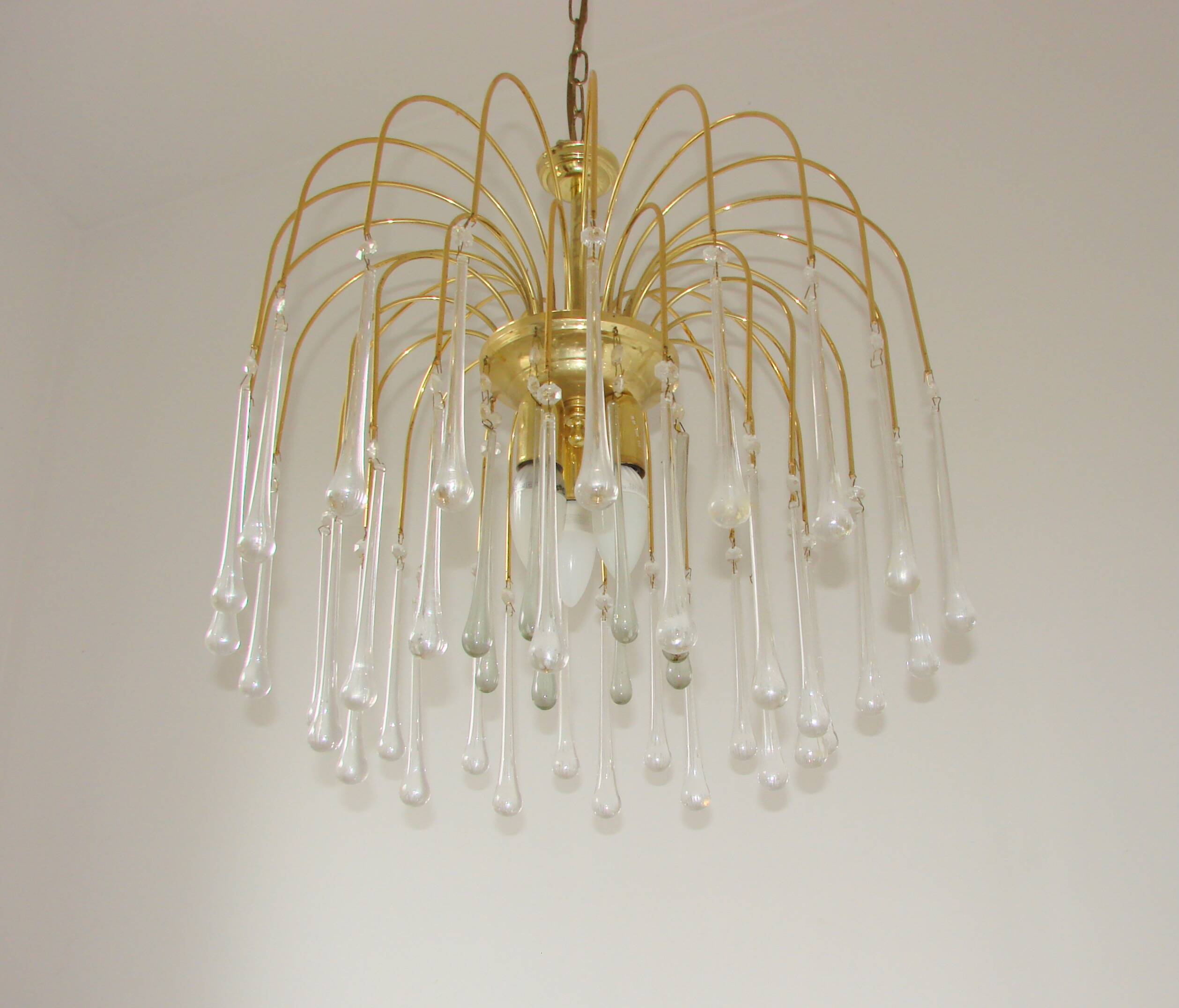 Paolo Venini-style pendant lamp – brass-plated,