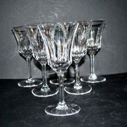 Set of 6 flared crystal wine glasses in Concorde Cerdagne style H15.2.