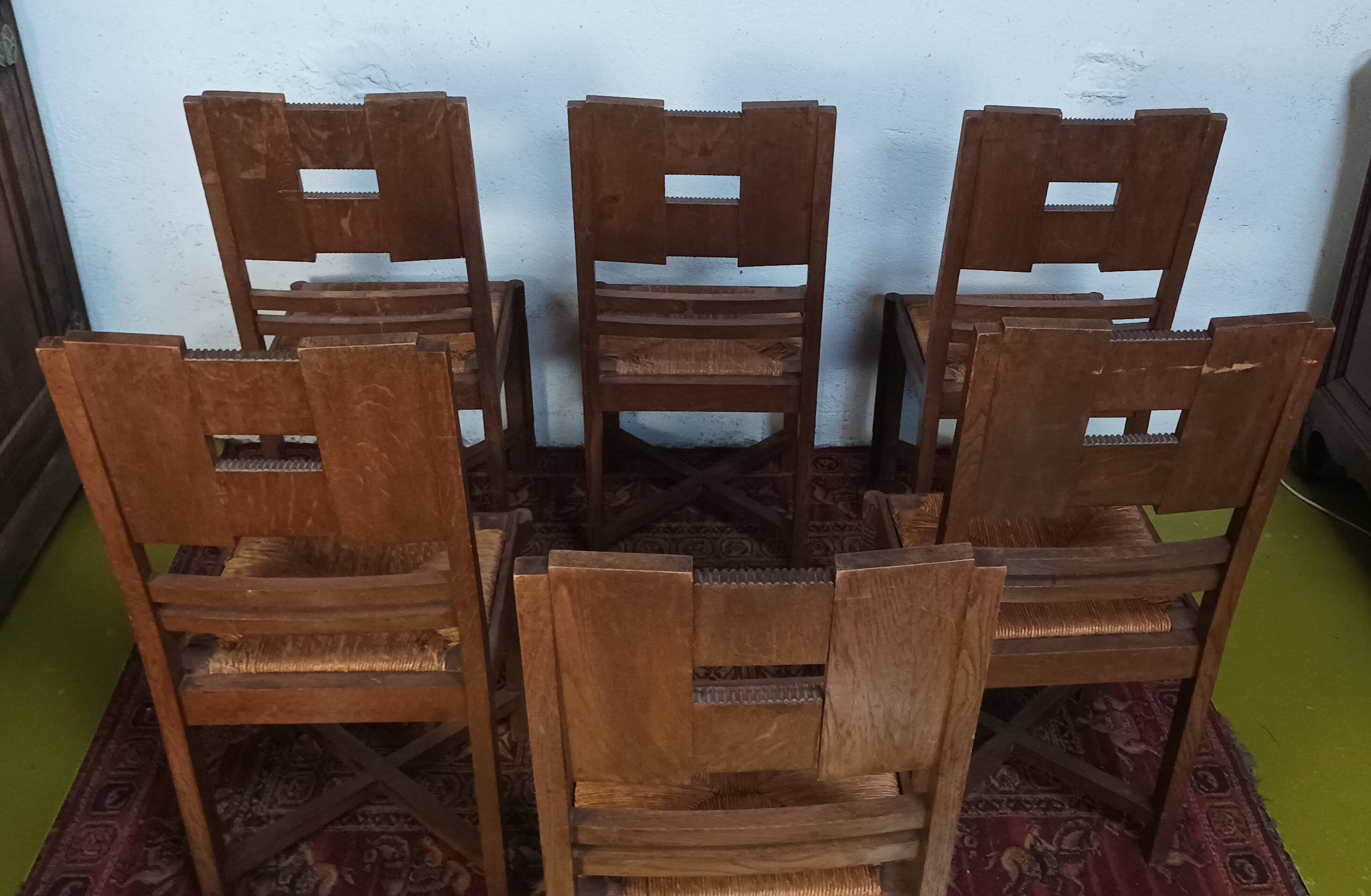 Set of 6 Art Deco oak chairs