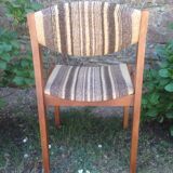 Vintage Scandinavian chairs in fabric and wooden footing.