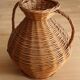 Large handmade braided wicker floor vase, vintage from the 1970s