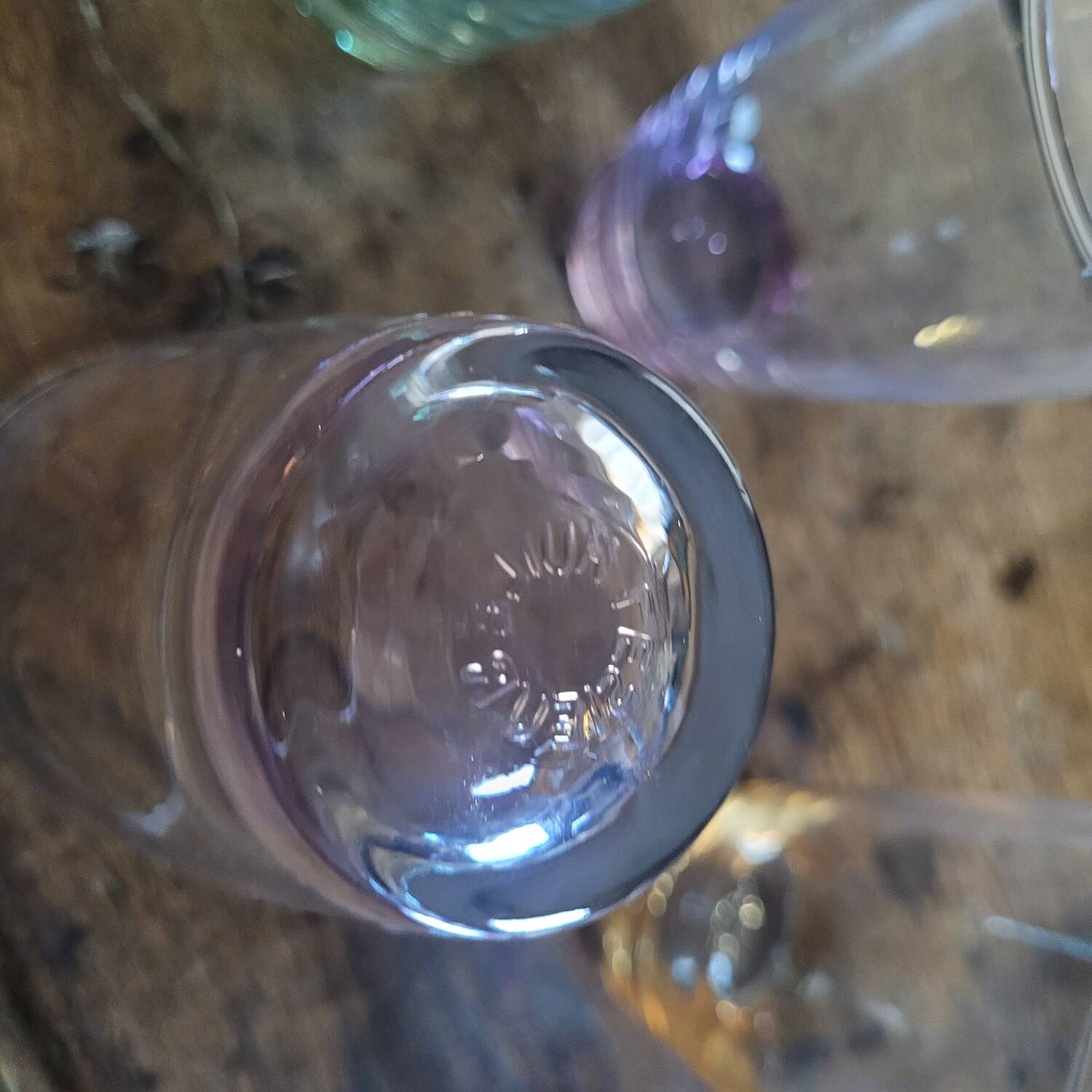 Set de 6 verres Lesieur France – base colorée vintage